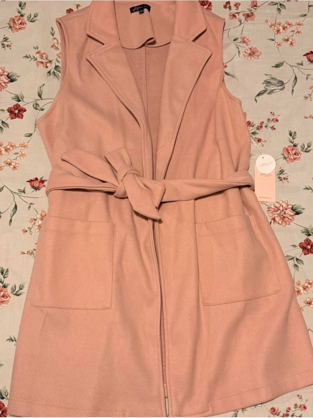 Sleeveless Belted Blush Pink coat